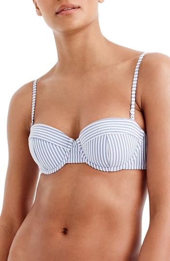 Women's J.crew Milla Seersucker Underwire Bikini Top D - Blue