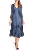 Women's Komarov V-neck Midi Dress With Jacket - Blue