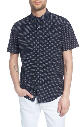 Men's Vince Classic Fit Micro Star Short Sleeve Sport Shirt, Size - Blue