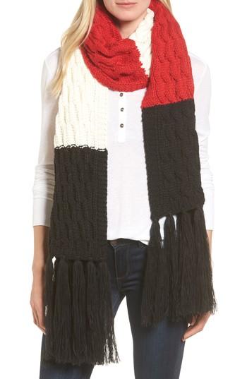 Women's Treasure & Bond Colorblocked Fringe Scarf, Size - Black