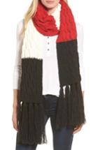 Women's Treasure & Bond Colorblocked Fringe Scarf, Size - Black