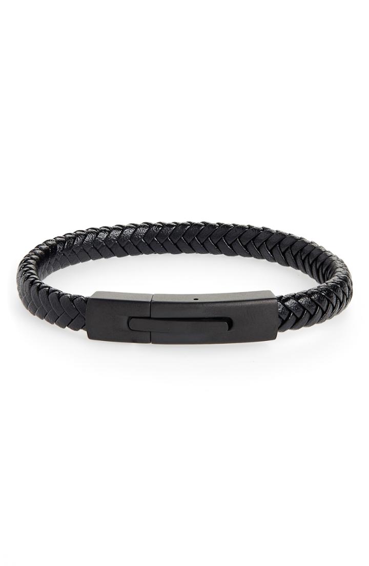 Men's Nordstrom Men's Shop Braided Leather Id Bracelet
