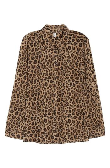 Women's Bp. Gathered Back Print Shirt - Beige