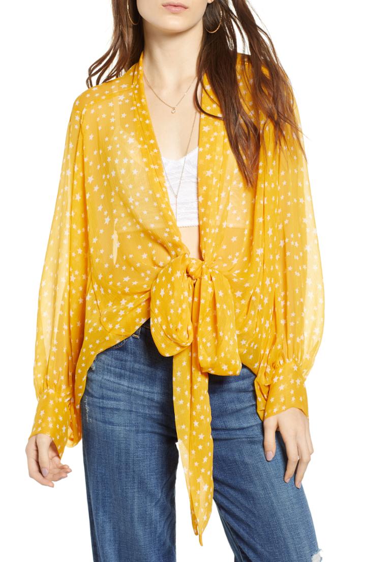 Women's Free People Star Dazed Scarf Wrap, Size - Yellow