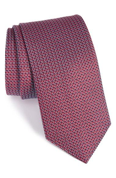 Men's Eton Solid Silk Tie, Size - Red