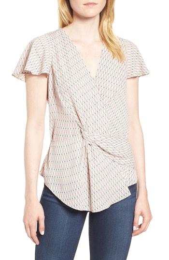 Women's Trouve Knot Front Blouse, Size - Pink