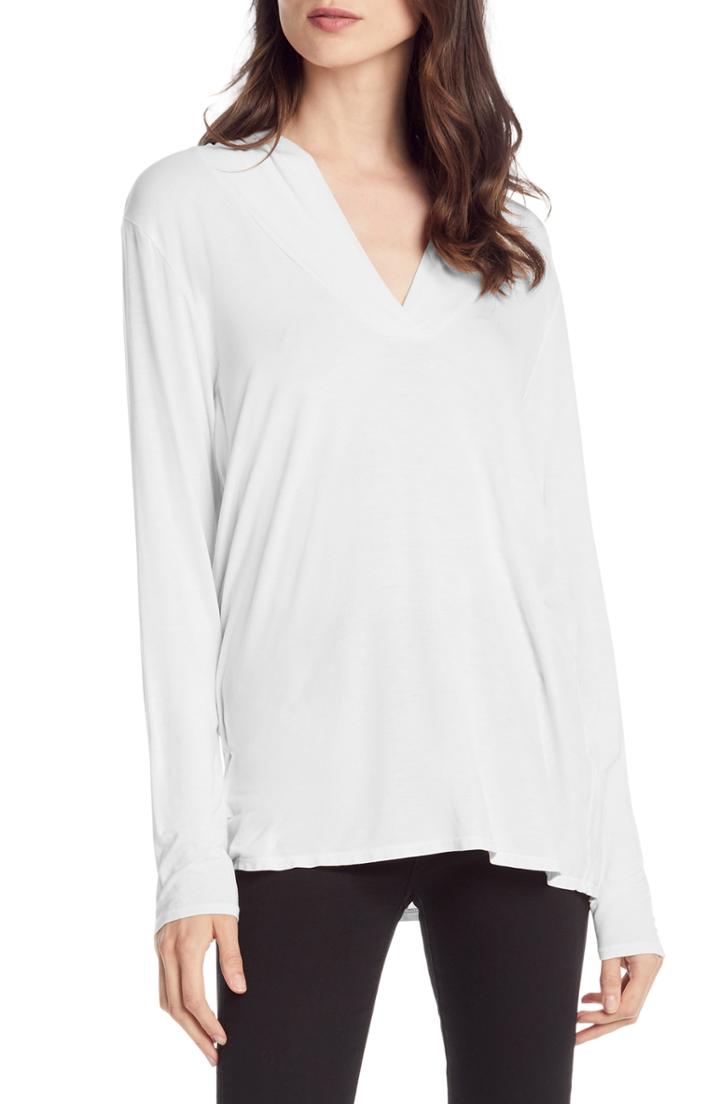 Women's Michael Stars Gathered V-neck Top, Size - White