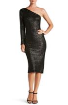 Women's Dress The Population Chrissie Sequin One-shoulder Dress - Black