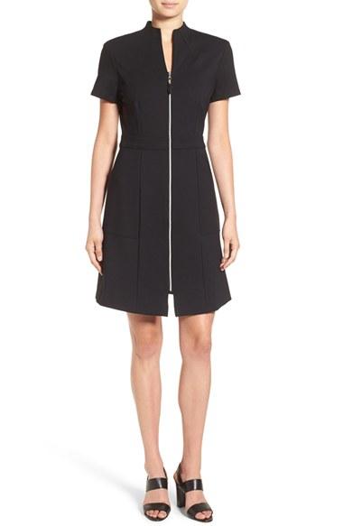 Women's Ming Wang Zip Front A-line Ponte Dress