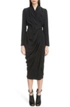 Women's Rick Owens Draped Silk Wrap Dress Us / 38 It - Black