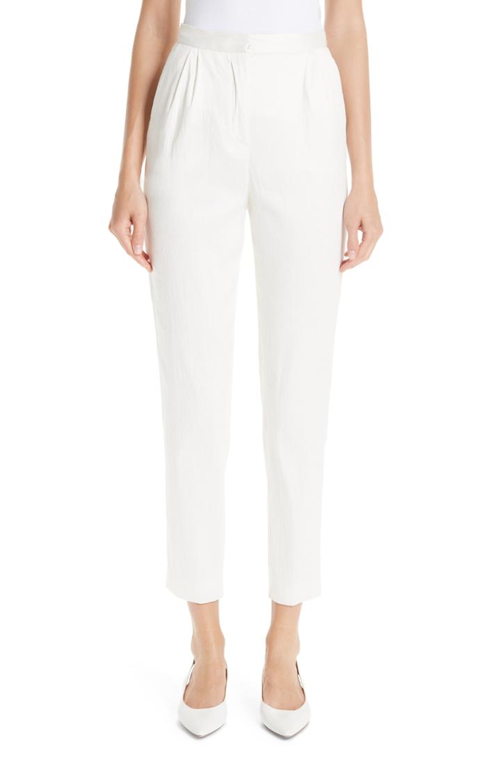 Women's Mansur Gavriel Pleated Tapered Trousers Us / 38 It - Ivory