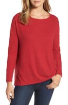 Women's Gibson Cozy Fleece Ballet Neck High/low Pullover, Size - Red
