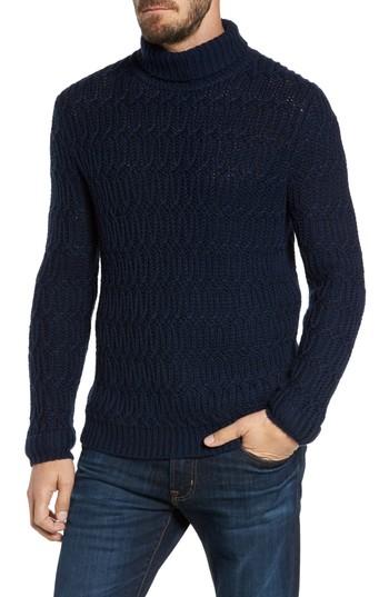 Men's Nordstrom Men's Shop Chunky Turtleneck Sweater, Size - Blue