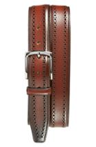 Men's Allen Edmonds 'manistee' Brogue Leather Belt - Dark Chili