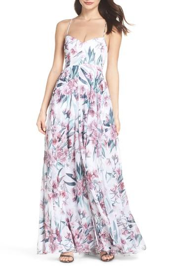 Women's Fame And Partners Khoo Floral Gown - White