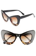Women's La Double 7 55mm Exaggerated Cat Eye Sunglasses - Black/ Tort
