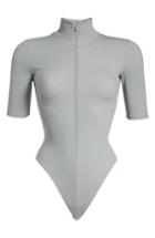Women's Good American Mock Neck Zip Bodysuit - White