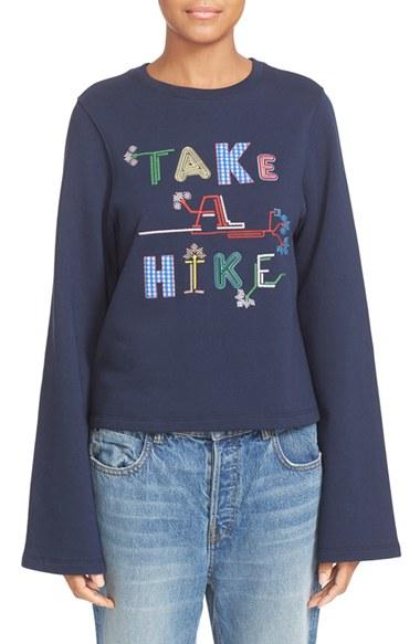 Women's Opening Ceremony 'take A Hike' Embroidered Cotton Sweatshirt