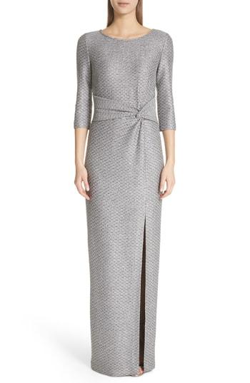 Women's St. John Evening Sequin Knit Column Gown - Metallic