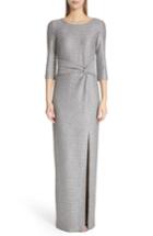 Women's St. John Evening Sequin Knit Column Gown - Metallic