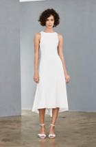 Women's Amsale Mesh Back Crepe Tea Length Dress - Ivory