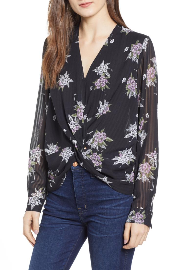 Women's Heartloom Camille Floral Print Top - Black