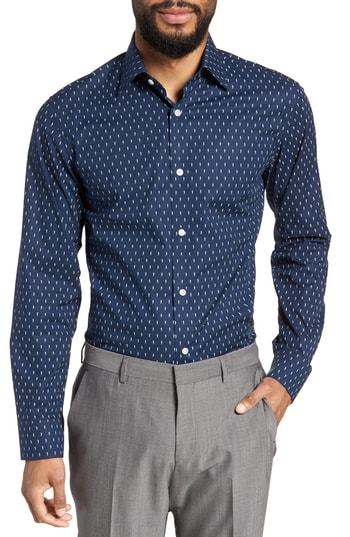 Men's Bonobos Slim Fit Stretch Print Dress Shirt .5 32 - Blue