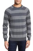 Men's French Connection Stripe Stretch Cotton Sweater - Grey
