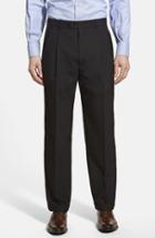 Men's Linea Naturale Pleated Wool Dress Pants R - Black