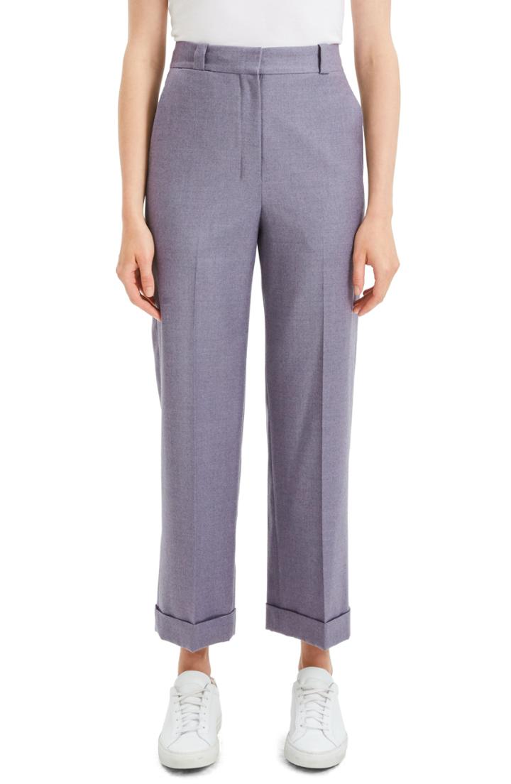 Women's Theory Straight Cuff Wool Pants - Grey