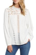 Women's Gibson X Glam Squad Erin Allover Lace Bell Sleeve Top - White
