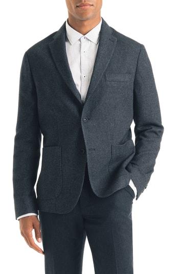 Men's Good Man Brand Downtown Trim Fit Print Wool Blend Sport Coat R - Blue