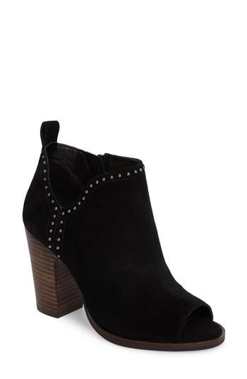 Women's Lucky Brand Lotisha Studded Open Toe Bootie .5 M - Black