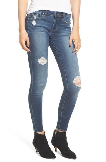 Women's Articles Of Society Sarah Shadow Pocket Distressed Skinny Jeans - Blue