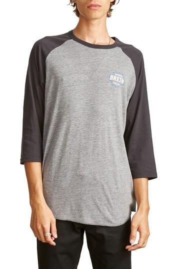 Men's Brixton Garth Baseball T-shirt - Grey