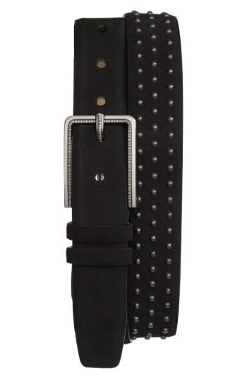 Men's Mezlan Studded Suede Belt - Black