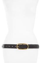 Women's Treasure & Bond Oval Buckle Whipstitched Leather Belt - Black
