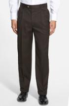 Men's Jb Britches Pleated Super 100s Worsted Wool Trousers L - Brown
