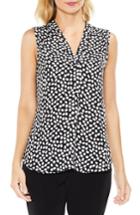 Women's Vince Camuto Print Pleat Front Blouse, Size - Black