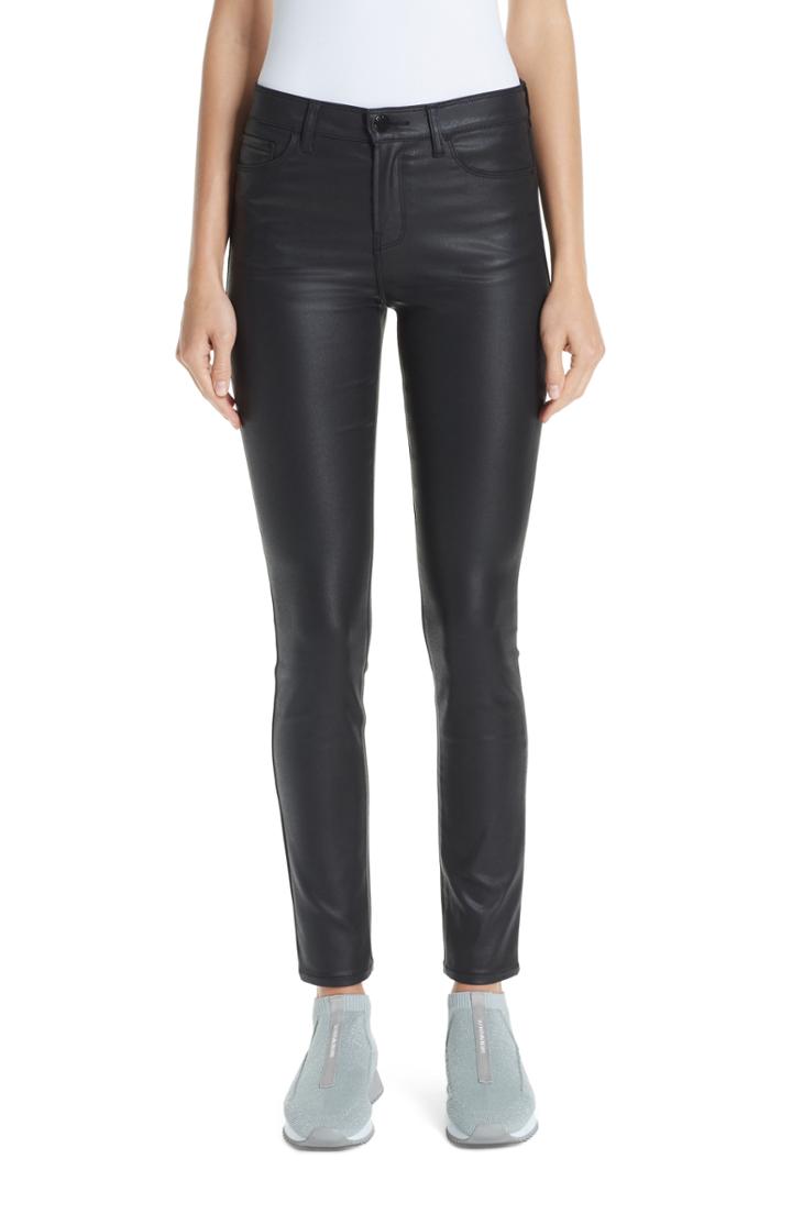 Women's Emporio Armani Coated Skinny Jeans - Black