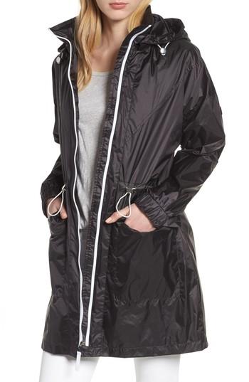 Women's London Fog Contrast Zip Anorak Jacket - Black