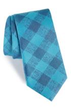 Men's Calibrate Tigrane Check Silk & Cotton Tie, Size - Blue/green