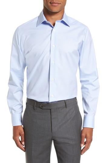 Men's David Donahue Slim Fit Solid Dress Shirt .5 - 34/35 - Blue