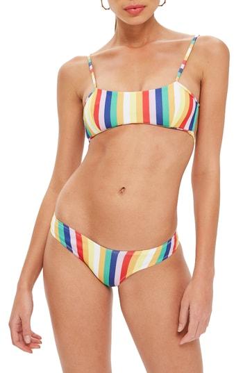 Women's Topshop Stripe Crop Bikini Top - White