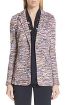 Women's St. John Collection Vertical Fringe Multi Tweed Knit Jacket - Orange
