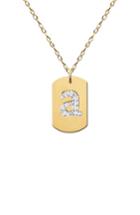 Women's Jane Basch Designs Diamond Initial Dog Tag Necklace (nordstrom Exclusive)