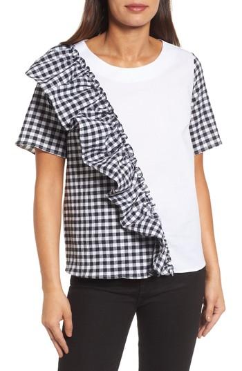 Women's Halogen Mix Poplin Top, Size - White