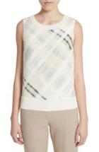 Women's St. John Collection Plaid Knit Shell, Size - Ivory