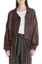 Women's Vince Asymmetrical Leather Jacket - Burgundy