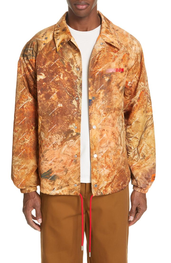 Men's Heron Preston Camo Coach Jacket - Brown